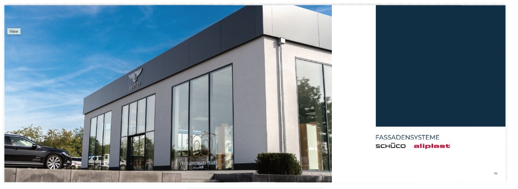 Fassadensystem Referenzprojekt – Bentley Showroom mit Aluminium-Glasfassade