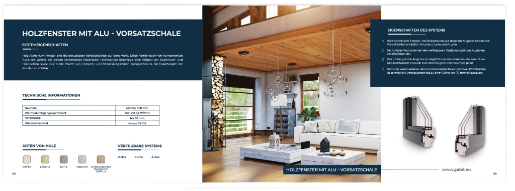 Holzfenster mit Alu-Vorsatzschale – modernes Wohnzimmer mit Naturmaterialien